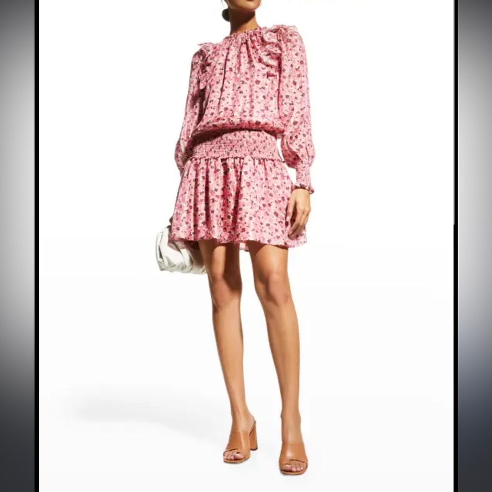 Ramy Brook Penelope Floral Pink Ruffled Dress small - Picture 3 of 8